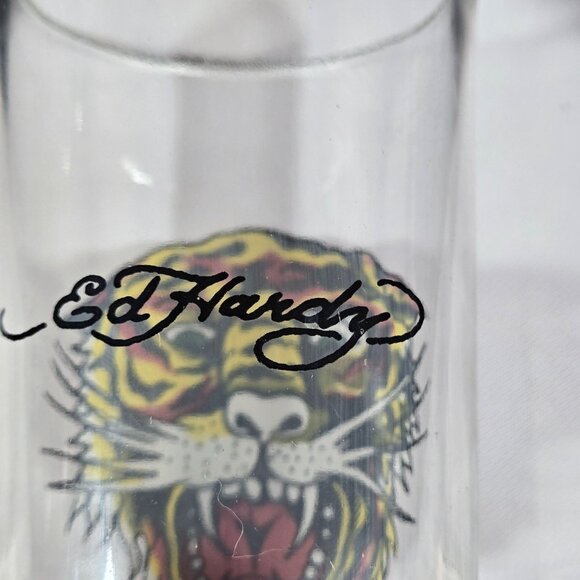 Vintage Retro Don Ed Hardy Hi Ball Drinking Glass Roaring Tiger Y2k 14 oz Cup - Picture 4 of 7